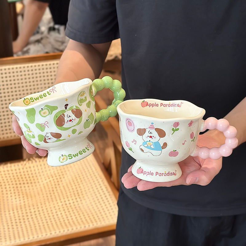ins风可爱小狗陶瓷马克杯 高颜值女生杯子情侣水杯家用儿童早餐杯|undefined