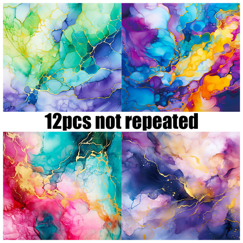 跨境12张/包紫绿鎏金素材纸ins风流行轻奢手工相册diy手帐素材纸