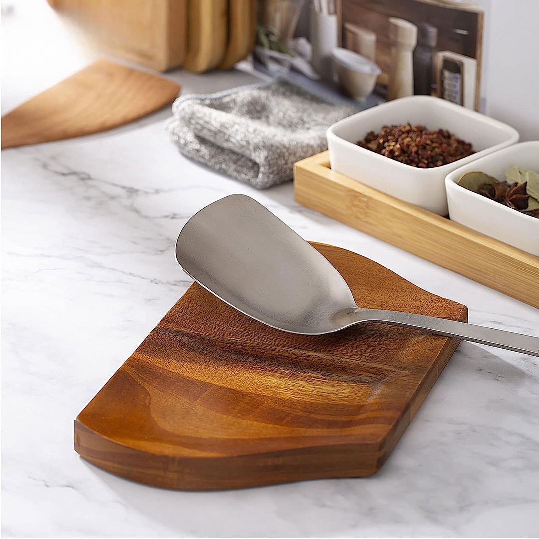Wooden Spoon Holder Suitable for Kitchen Counters Double-Sided Spoon Holder Thickeneded Acacia Wood Factory Direct Sale