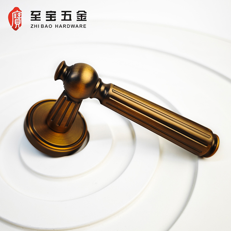 卧室门锁复古室内分体静音木门锁磁吸门把手含锁简约实木门执手锁