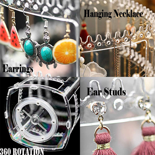 Acrylic 4-layer 360 rotating earring stand transparent jewelry necklace stand jewelry classic ins jewelry display stand