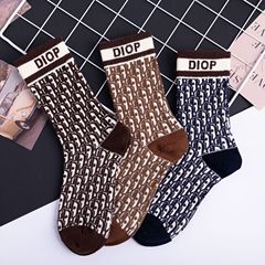 網紅歐貨外穿長襪潮流百搭復古個性秋冬保暖字母女襪一件代發