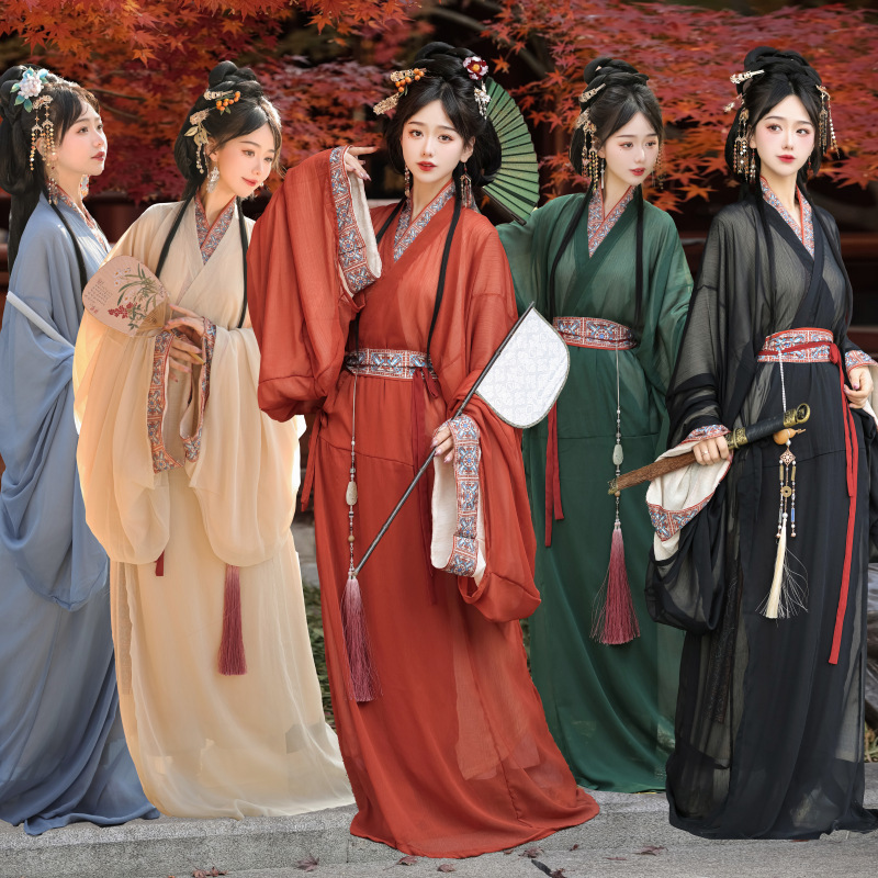 Dreamland Warring States Period Robe, Ma Shan Chu Tomb Replica Straight Hem Robe, Adult Hanfu for Women with a Large Trailing Hem, Chinese Style