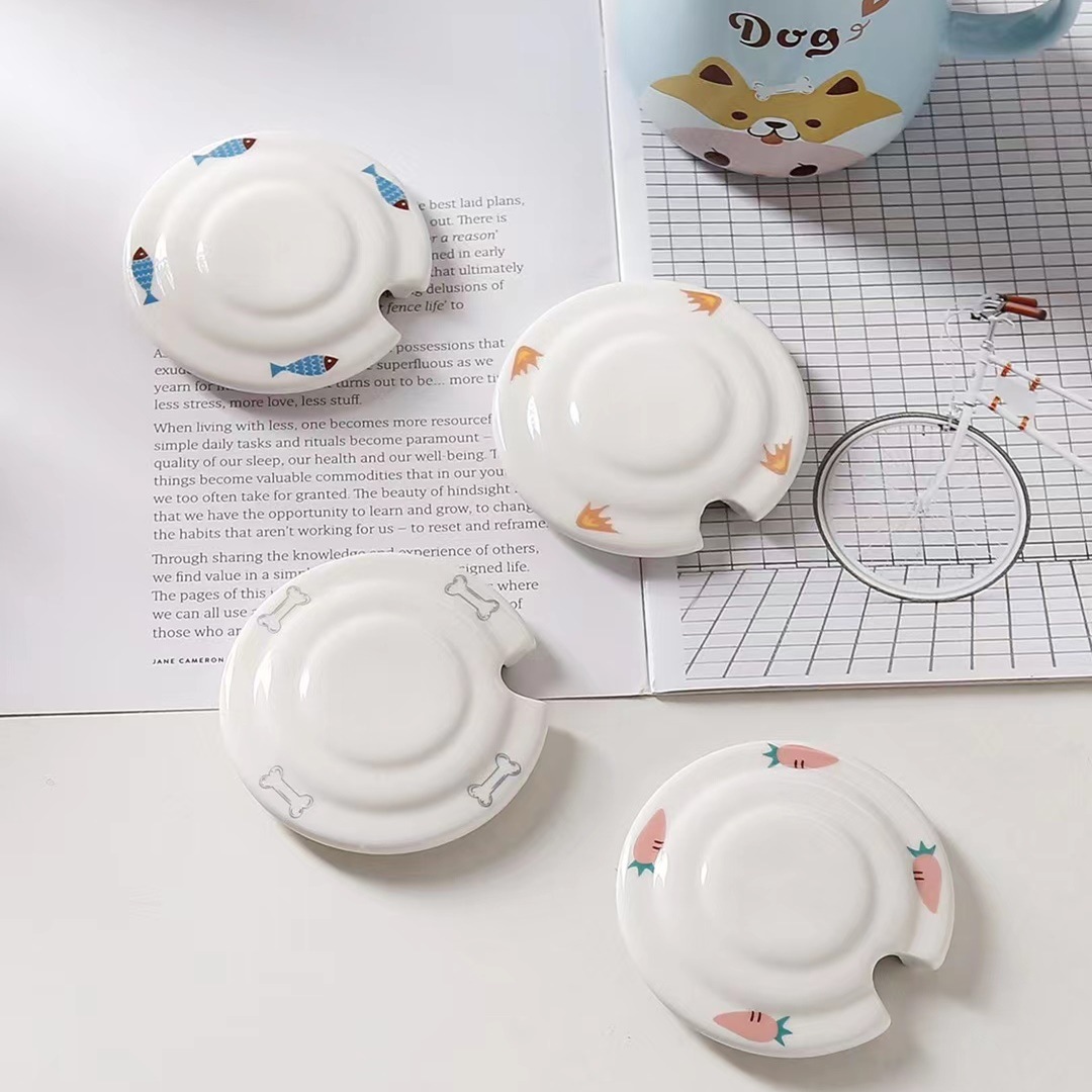 Creativo de dibujos animados animal expresión regalo personalizado taza con tapa cuchara taza de café cerámica Oficina taza de beber
