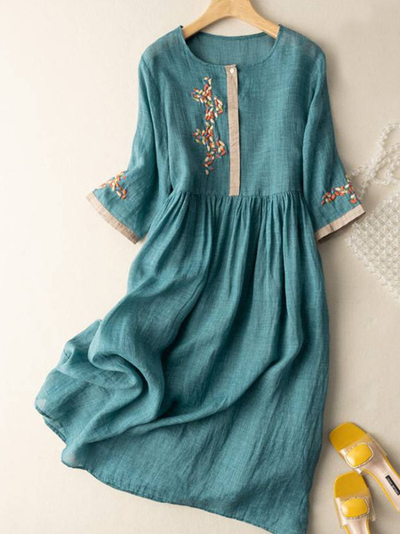 Ethnic summer dress with sleeves
