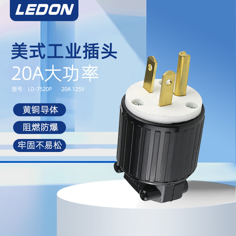 LEDON（立腾） LK7520P 美式插头 明装插头半导体接线组装插头