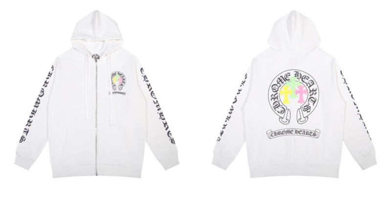 24ss年新款高品质Chrome Hearts 马蹄十字架连帽拉链卫衣工厂批发|undefined
