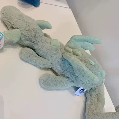 Lying Dragon Plush Toy Large Pillow | Oyuncaq yastıqlar - green-dragon-with-label-dust-bag-50cm