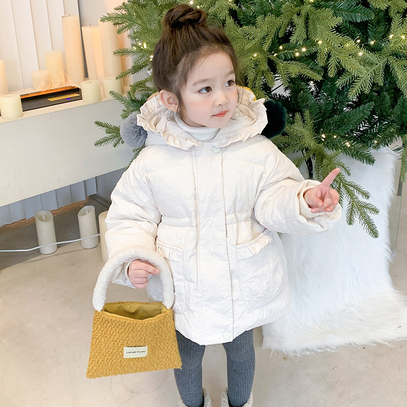 girl Cotton baby Cotton thickening Plush lovely girl Disposable Korean Edition Waist keep warm Hooded