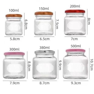 Lantern Vertical Pattern Fresh Stewed Bird's Nest Glass Bottle Transparent Vertical Pattern Frozen Milk Canned Bottle Pickles Honey Bottled