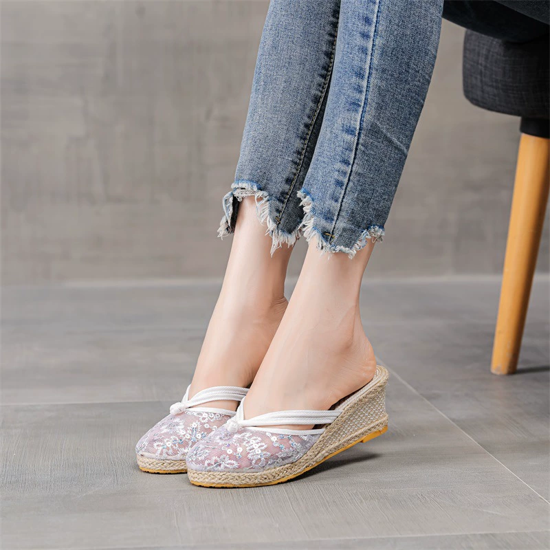 Slippers, summer footwear, mesh breathable high sandals, 2025 years, Korean style