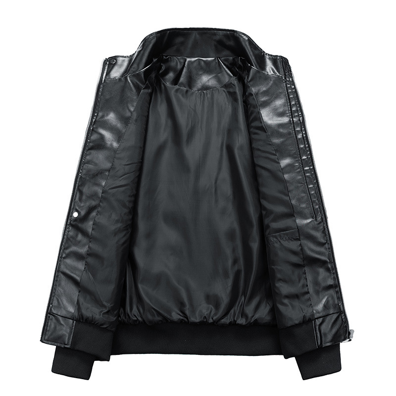 Chaqueta americana de cuero PU hombre chaqueta de hombre primavera y otoño nuevo cuello vertical chaqueta de motocicleta de tendencia universal chaqueta