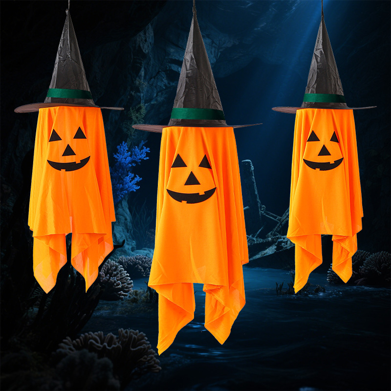 かわいい装飾カボチャチャーム愛らしい小さな吊り下げゴースト装飾ハロウィン小道具ハロウィンウィザードハット会場装飾|undefined