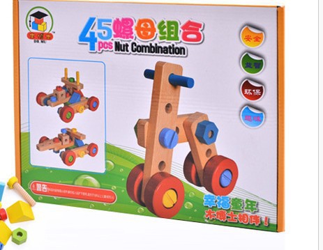 Nuevos niños de madera DIY multifuncional desmontaje tuerca combinación simulación tuerca Herramienta 3 años 5 educación temprana juguetes educativos