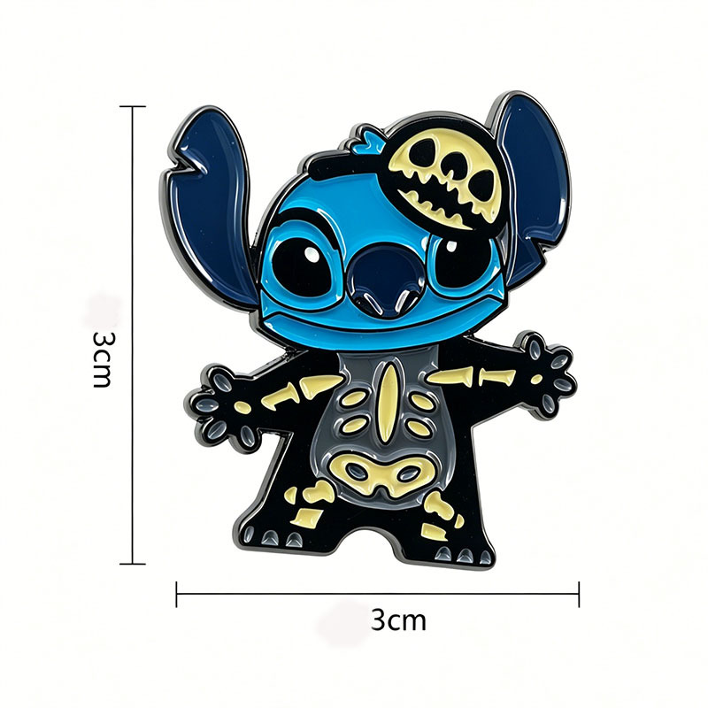 Mixed-Style Skeleton See-Through Brooch, Interstellar Alien Cartoon Badge, Dark Style Metal Enamel Pin Accessory