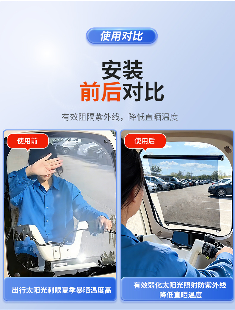 Electric Tricycle, Four-Wheeler, Sunshade Curtain, Sunshade Film, Sun Protection Film for Picking up and Dropping Off Children, Heat-Insulating Window Curtain