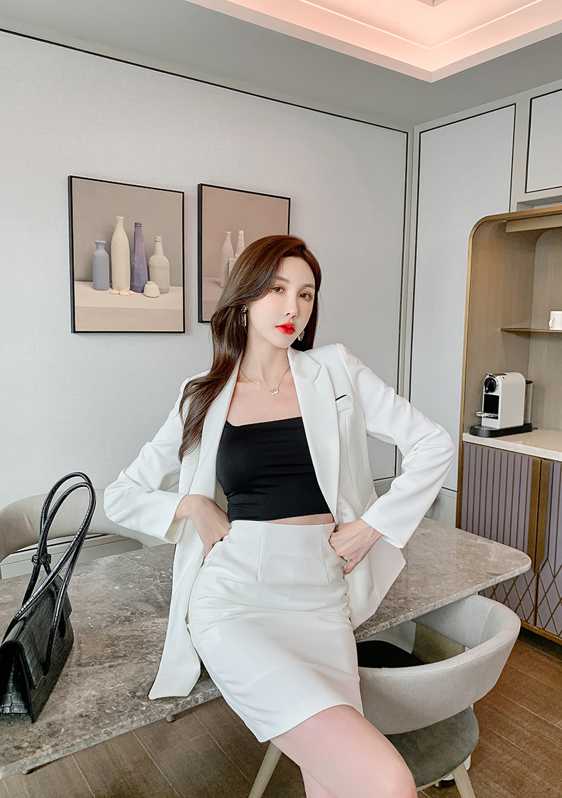 Set công sở nữ áo vest blazer và chân váy hai mảnh kiểu mới — Màu trắng chi tiết 26