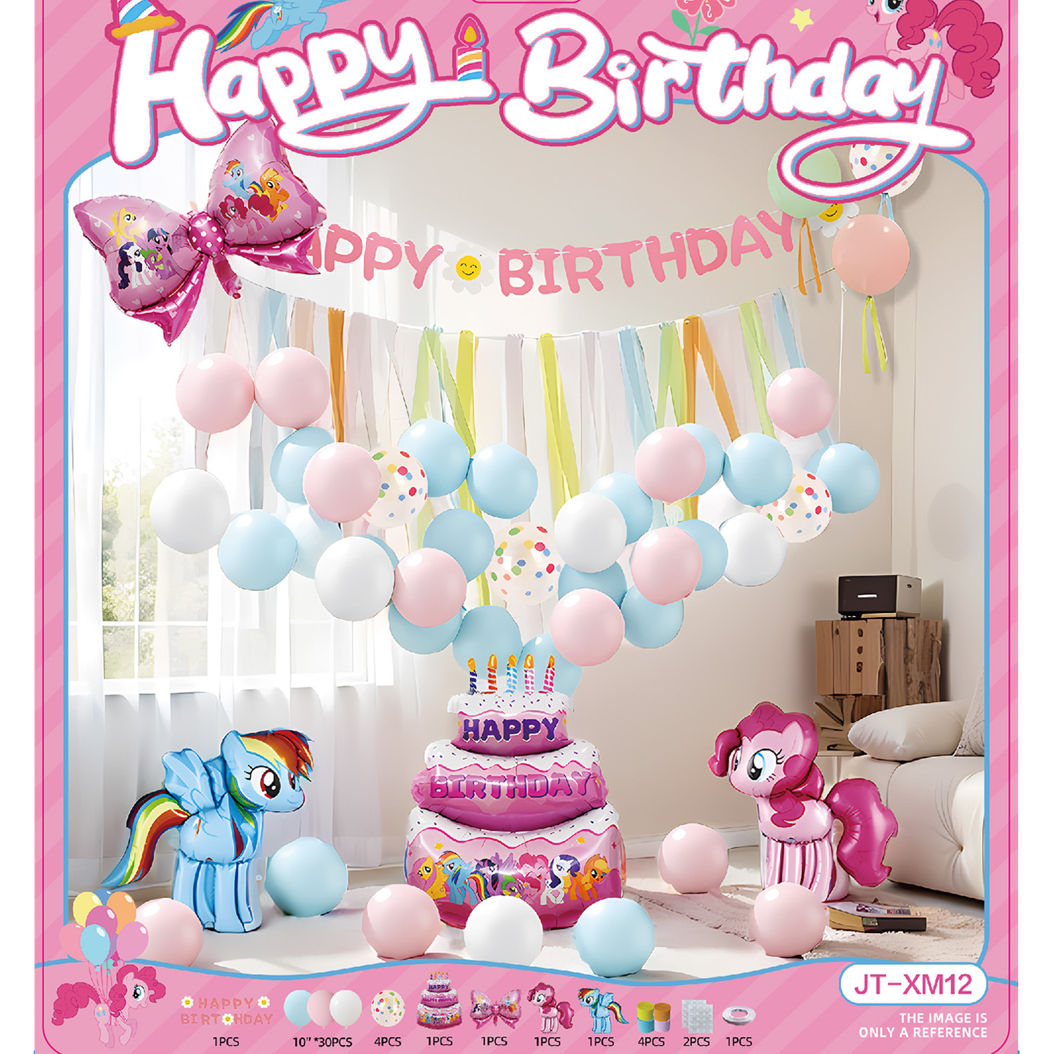 Decoraciones de fiesta de cumpleaños con tema de Kulomi, escenario de fondo de pared de globo, diseño de chicas, sensación ritual, chicas rosa
