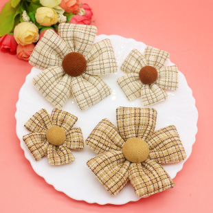 Autumn and Winter new Chanel style Plaid five-petal flower accessories inner thin cotton three-dimensional full DIY brooch clothing accessories