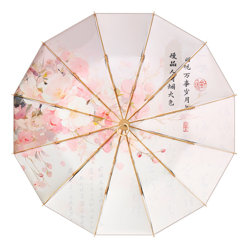 24骨双层双花太阳伞女折叠大号抗风晴雨两用防晒紫外线遮阳伞|undefined