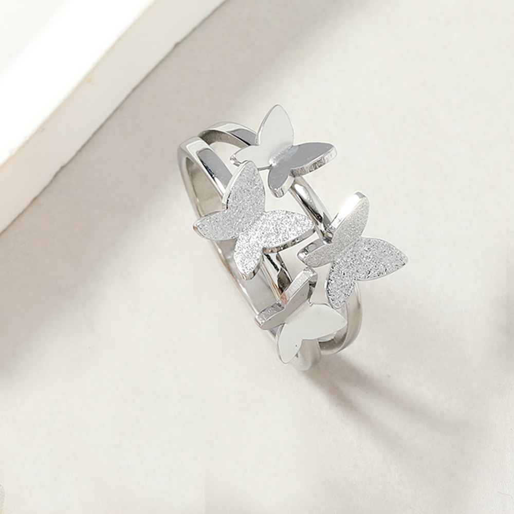 Butterfly Pattern Women's Gender Stainless Steel Lady Butterfly Plating Rings