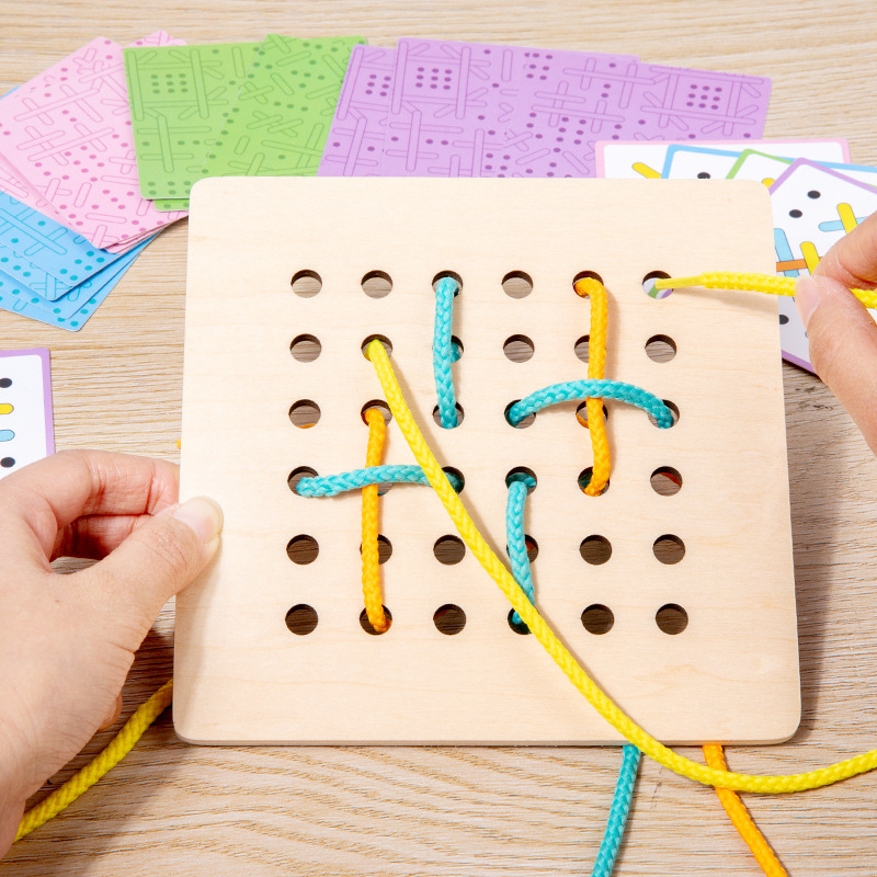 Tablero de enhebrado para niños juguetes educativos aprendizaje cordón pensamiento lógico entrenamiento de concentración material didáctico para niños Juego de mesa
