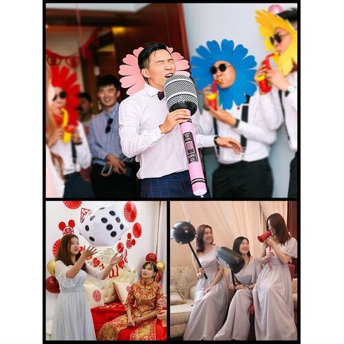 Marriage pick-up, prank game props to punish the groom, best man, mace, hammer, big microphone, dice, door blocking card