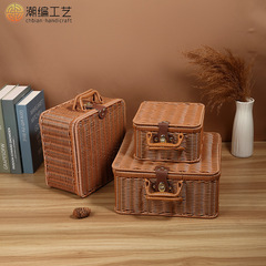 潮編工藝新款正方形鐵架款藤編手提箱喜茶伴手禮盒節日包裝禮品盒