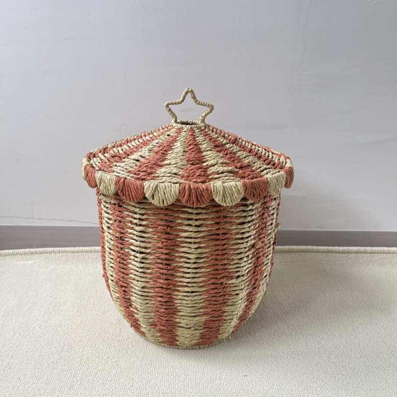 Ins北欧風手編み風床置き収納かご籐編みテーブル編みバスケット家庭用玩具スナック雑多|undefined