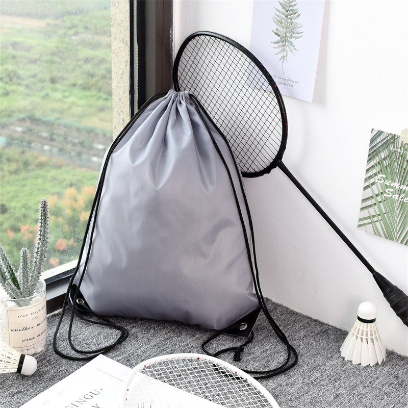 210d bolsa de cordón de poliéster Oxford mochila de cordón de tela en stock bolsa de publicidad de entrenamiento para estudiantes impresión personalizada