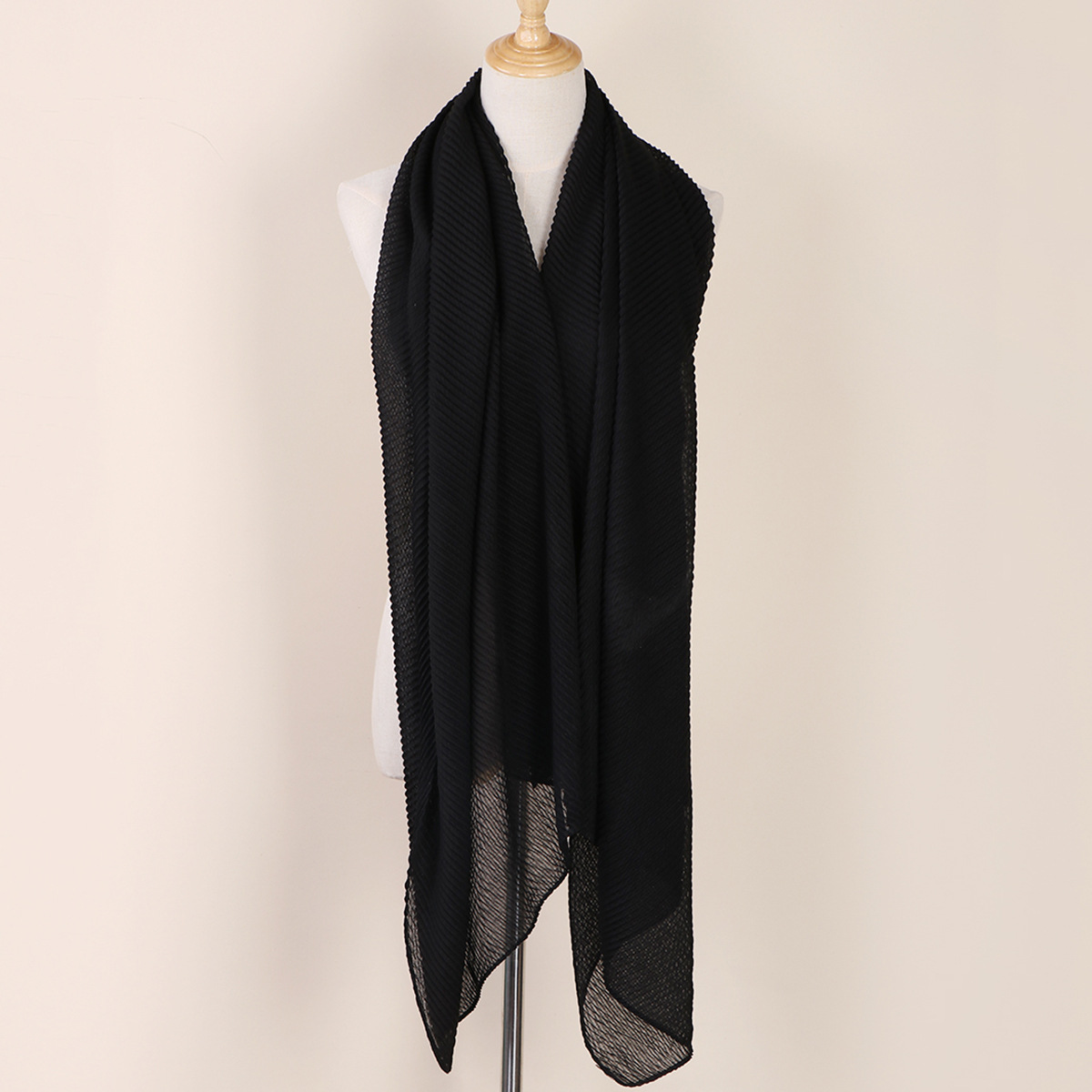 Women's Scarves wrinkled fashion plain wrinkled wrap headscarf solid color voile long shawl_voghion.com