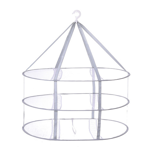 Foldable clothes drying basket, flat-laying large net bag, windproof multi-functional double-layer clothes drying net, household drying basket wholesale