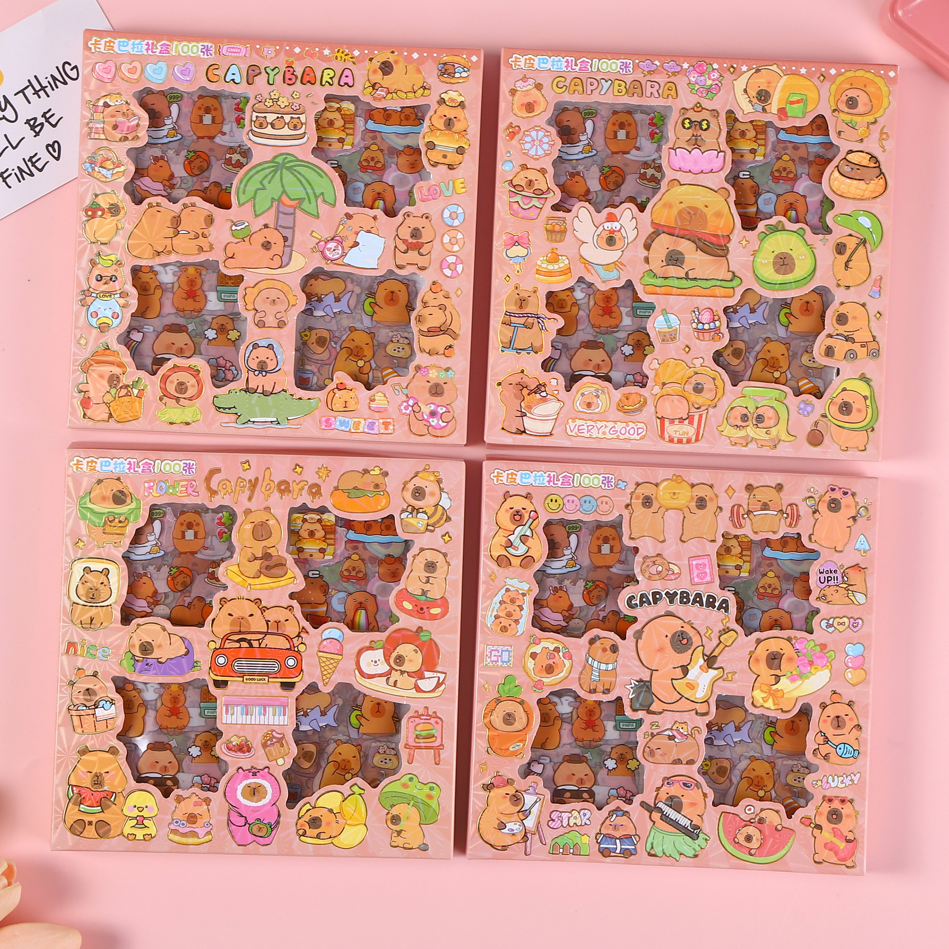 카피발라 투명 펫 스티커 100개 선물박스 세트