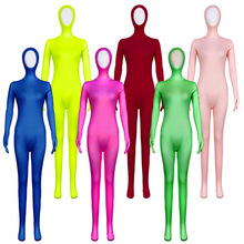 跨境新品紧身衣全身全包漏头连体衣zentai纯色衣服露脸舞台表演服