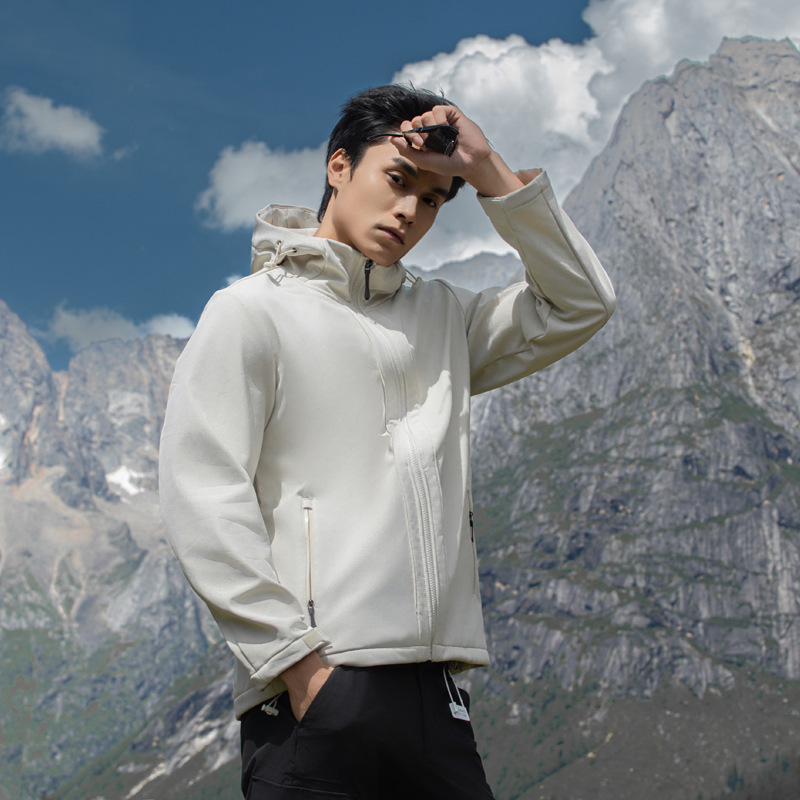 Al aire libre chaqueta de asalto con capuz de pesca con capuz para hombres de otoño y invierno chaqueta de montaña impermeable con capuz de lana para mujeres