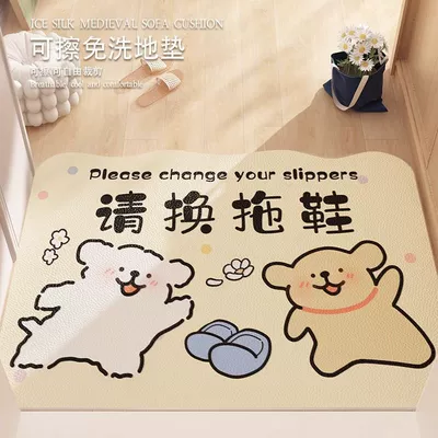 Avtomobil döşəmə paspasları — Pvc Mat, in Stock - line-dog-changes-into-slippers-horizontal-version-4060cm-new-diatom-mud