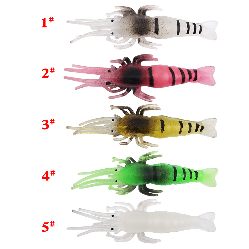 路亞餌 跨境熱款硅膠仿真軟餌透明夜光小蝦米4.8cm/1g魚餌 漁具