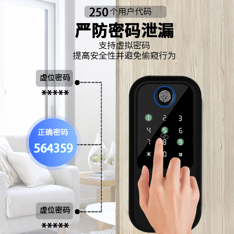 Nueva cerradura interior electrónica inteligente cerradura de la puerta antirrobo del hogar puerta de entrada rápida identificación de huellas dactilares cerradura de la contraseña
