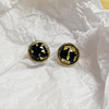 Design earrings, black silver needle, ear clips, light luxury style, silver 925 sample, french style, no pierced ears