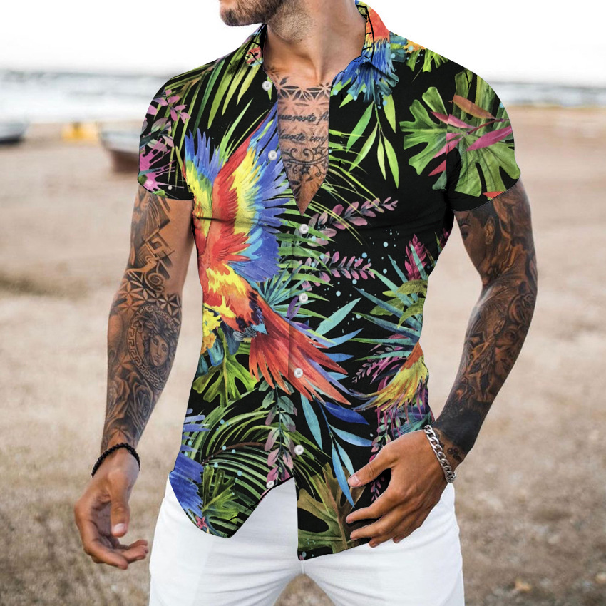 American Cross-border 2025 nueva camisa casual de cuello alto de manga corta de alta calidad para hombres MB1