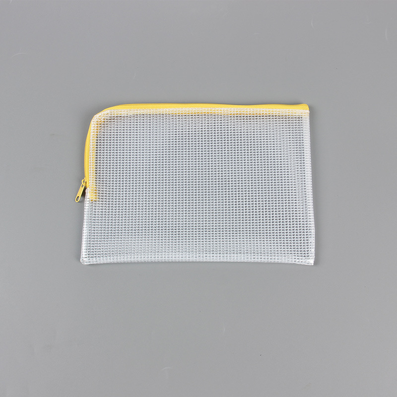 Bolsa de archivo de tela de malla de PVC japonés cremallera caja de lápiz transparente bolsa de almacenamiento bolsa personalizable LOGO