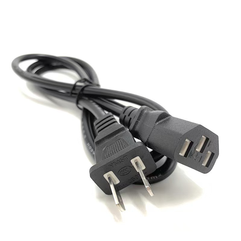 厂家直批 1.5米美标品字尾AC电源线 美式插头线美规两扁插品字尾