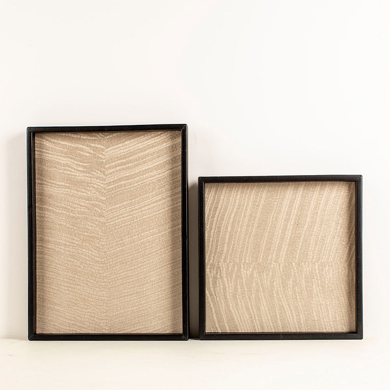 现代创意皮革波浪纹托盘样板间售楼处客厅茶几收纳盘子装饰品摆件