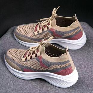 25 Summer Mesh Casual Women's Shoes Weave Mesh New Breathable Soft Sole Running Casual Easiest for Match Thick-Soled Sports and Casual Shoes