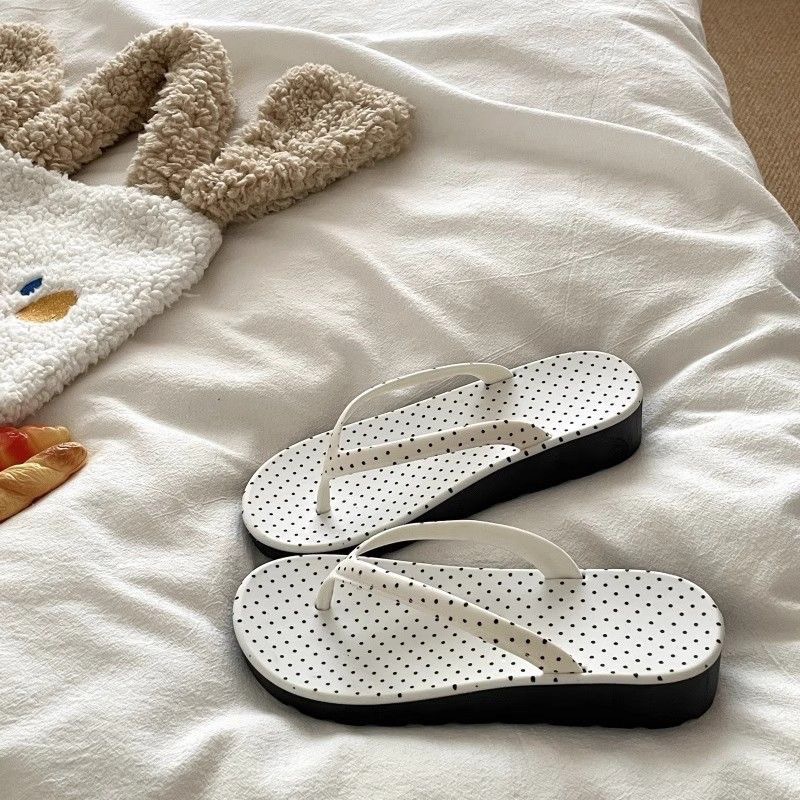 Leopard Print Wedge Flip-Flops for Women Thick-Soled Non-Slip Heightening Summer New Fashion Outer Wear Ins Korean Style Sandals