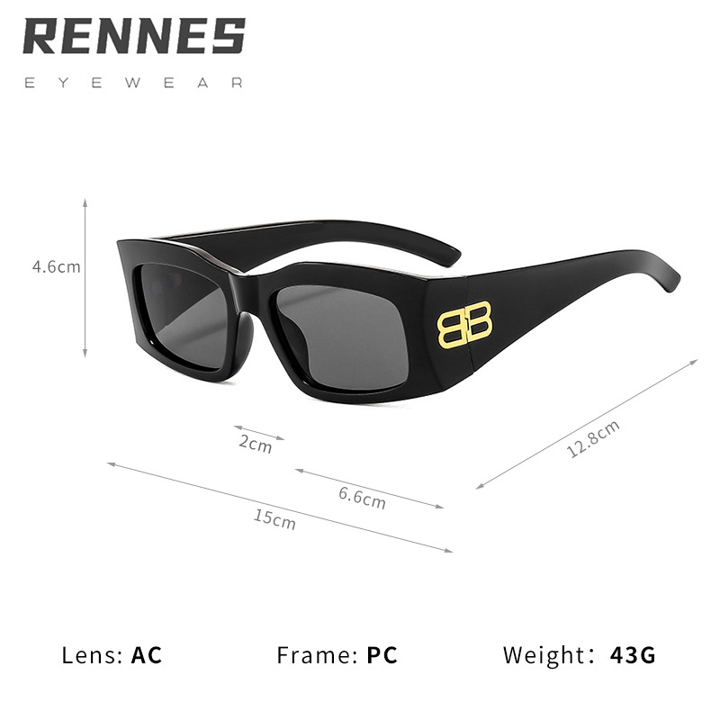 2024 nuevo estilo europeo y americano clásico retro caja letra B tiro callejero gafas de sol todo fósforo gafas de sol de protección UV para exteriores