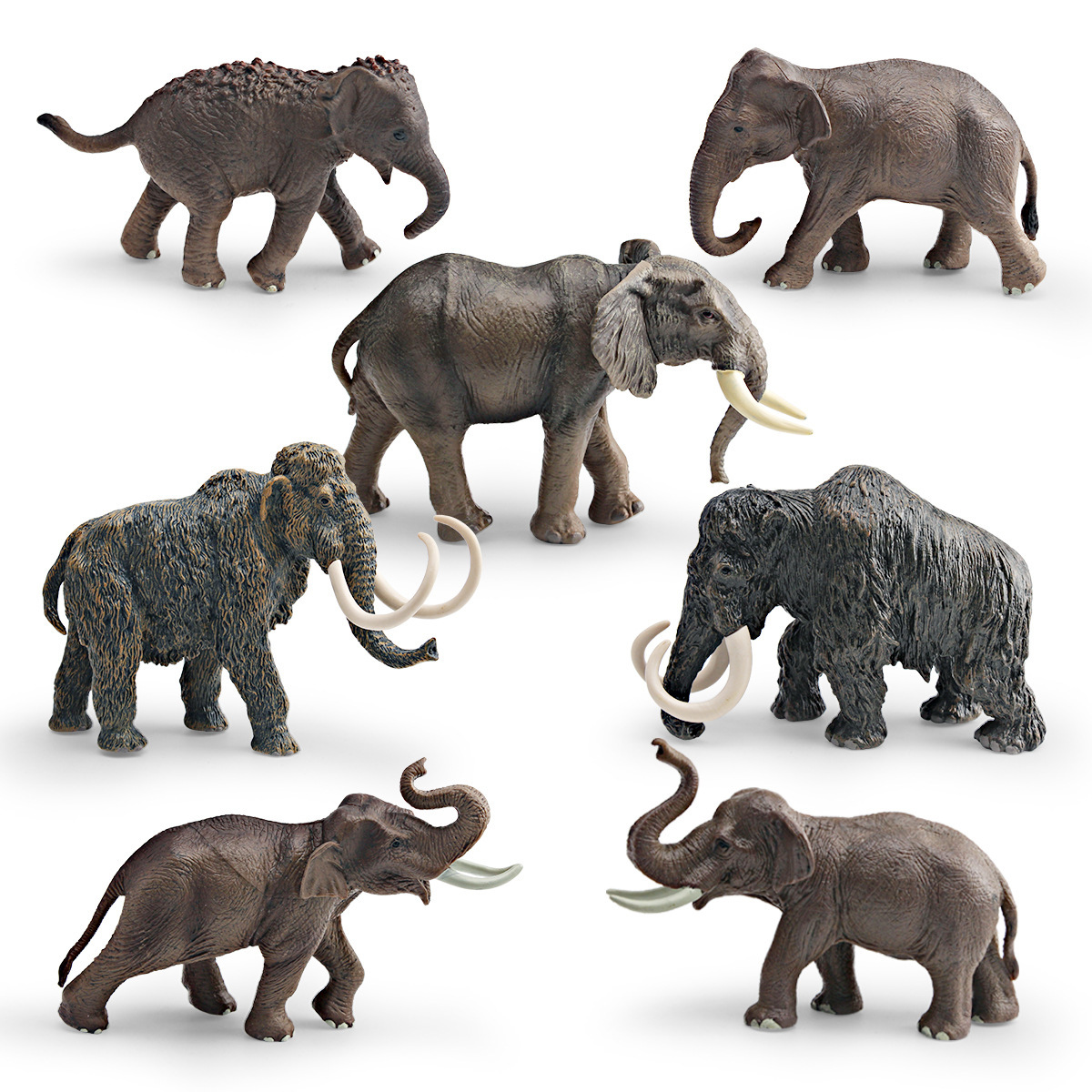 Simulación transfronteriza animal mamut modelo de mamut elefante una familia de tres más de adornos estáticos de escritorio opcionales
