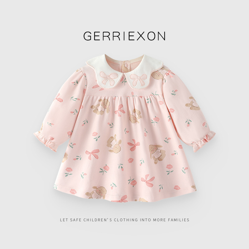 Girls' Autumn Dress 2026 New Style Baby Dress Spring, Autumn and Winter Sweet Pure Cotton Baby Clothes Princess Style