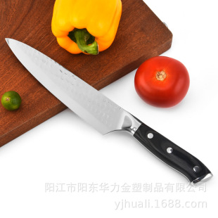 Manufacturer's In-Stock G10 Handle Hammered Pattern 8inch Chef's Knife for Kitchen Use, Household Meat Cleaver, Vegetable Knife, Commercial Edge