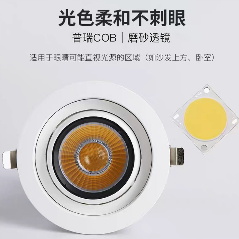 Fábrica directa cob ojo de buey lámpara antideslumbrante reflector incrustado luz de techo doméstica de espectro completo sin lámpara principal